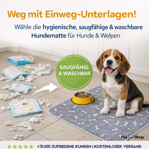 Hygienische, saugfähige und waschbare Hundematte für Hunde und Welpen