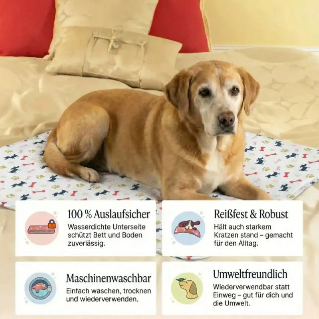 Hygienische, saugfähige und waschbare Hundematte für Hunde und Welpen